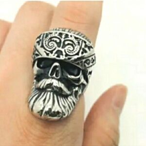 Skull bearded biker ring